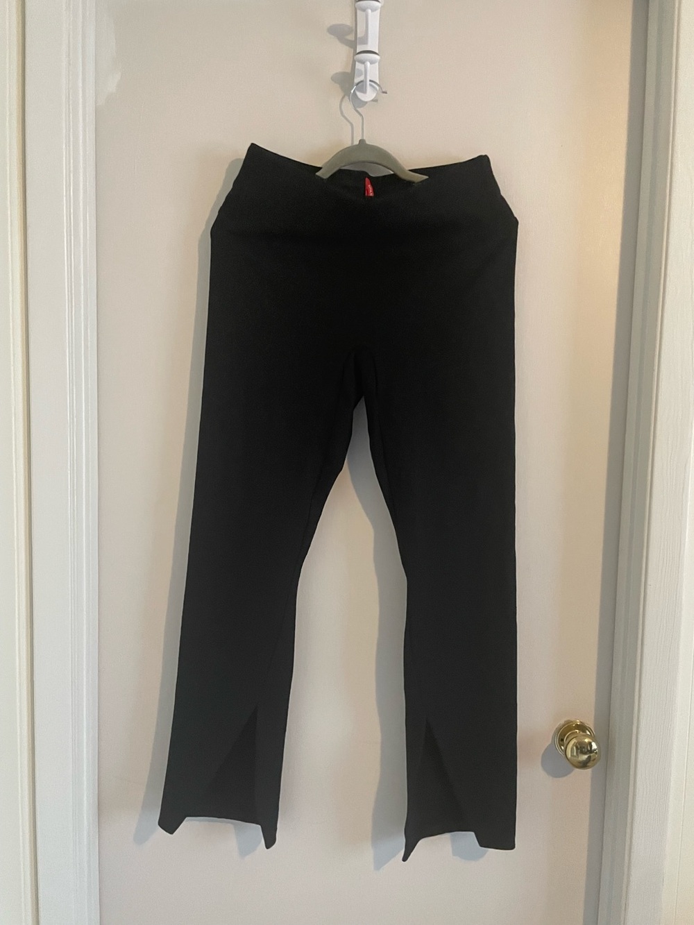 SPANX Black Ponte Split-Hem Flare Pants Sz L EUC 414